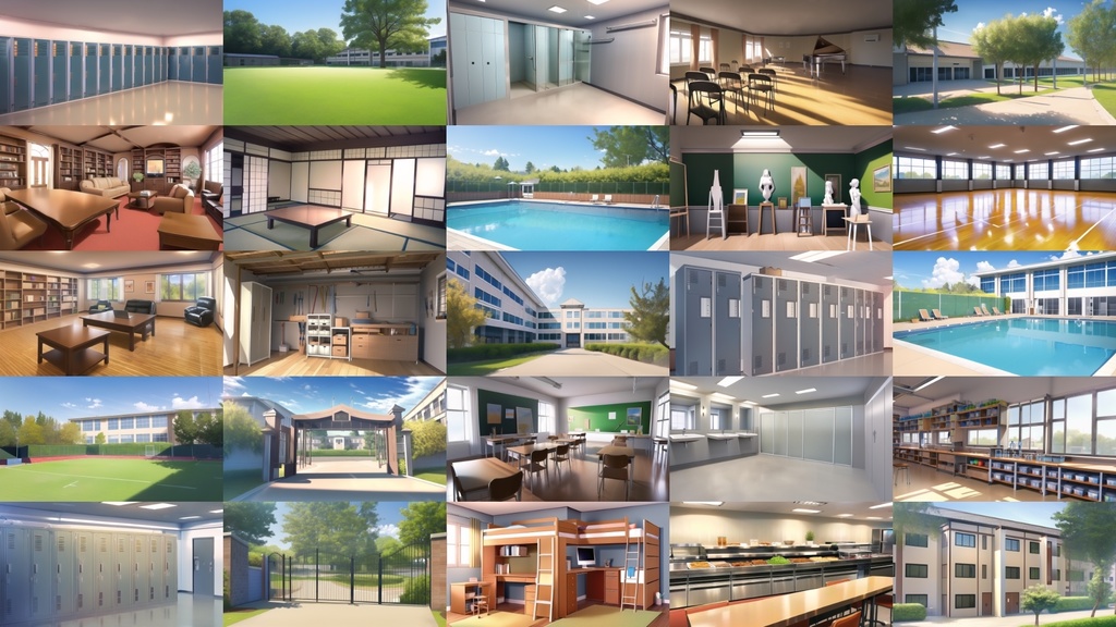 【アニメ調の学校や学園系背景】著作権フリーの高解像度画像(100枚)