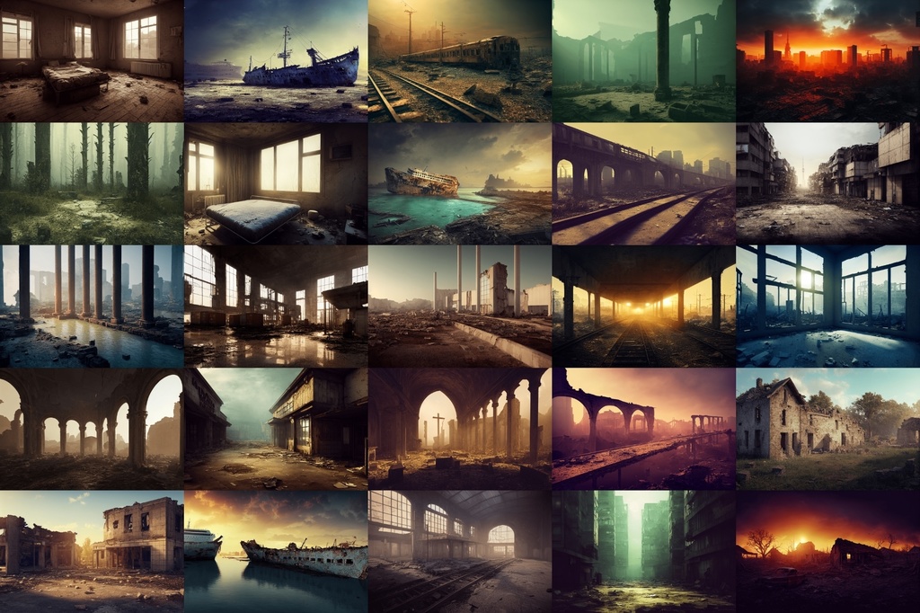 【ポストアポカリプス、廃墟背景】著作権フリーの高解像度画像(100枚)