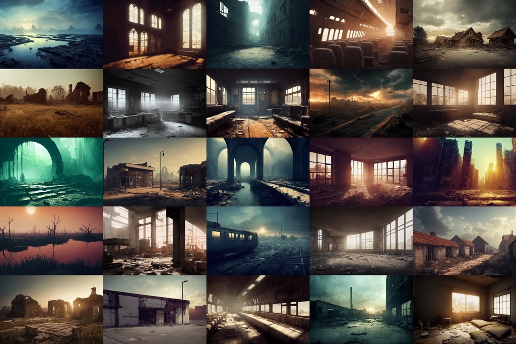 【ポストアポカリプス、廃墟背景】著作権フリーの高解像度画像(100枚)