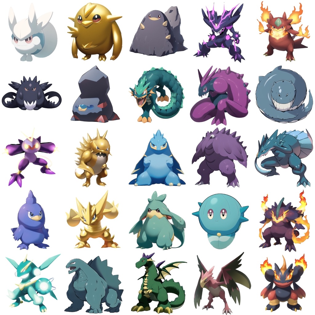 【アニメ調のモンスター立ち絵1】著作権フリーの高解像度画像(100枚)