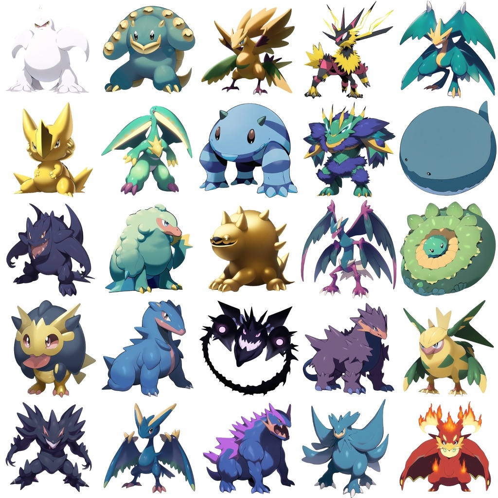 【アニメ調のモンスター立ち絵1】著作権フリーの高解像度画像(100枚)