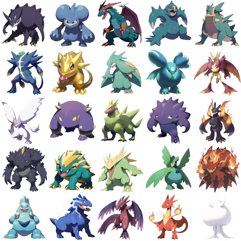 【アニメ調のモンスター立ち絵1】著作権フリーの高解像度画像(100枚)