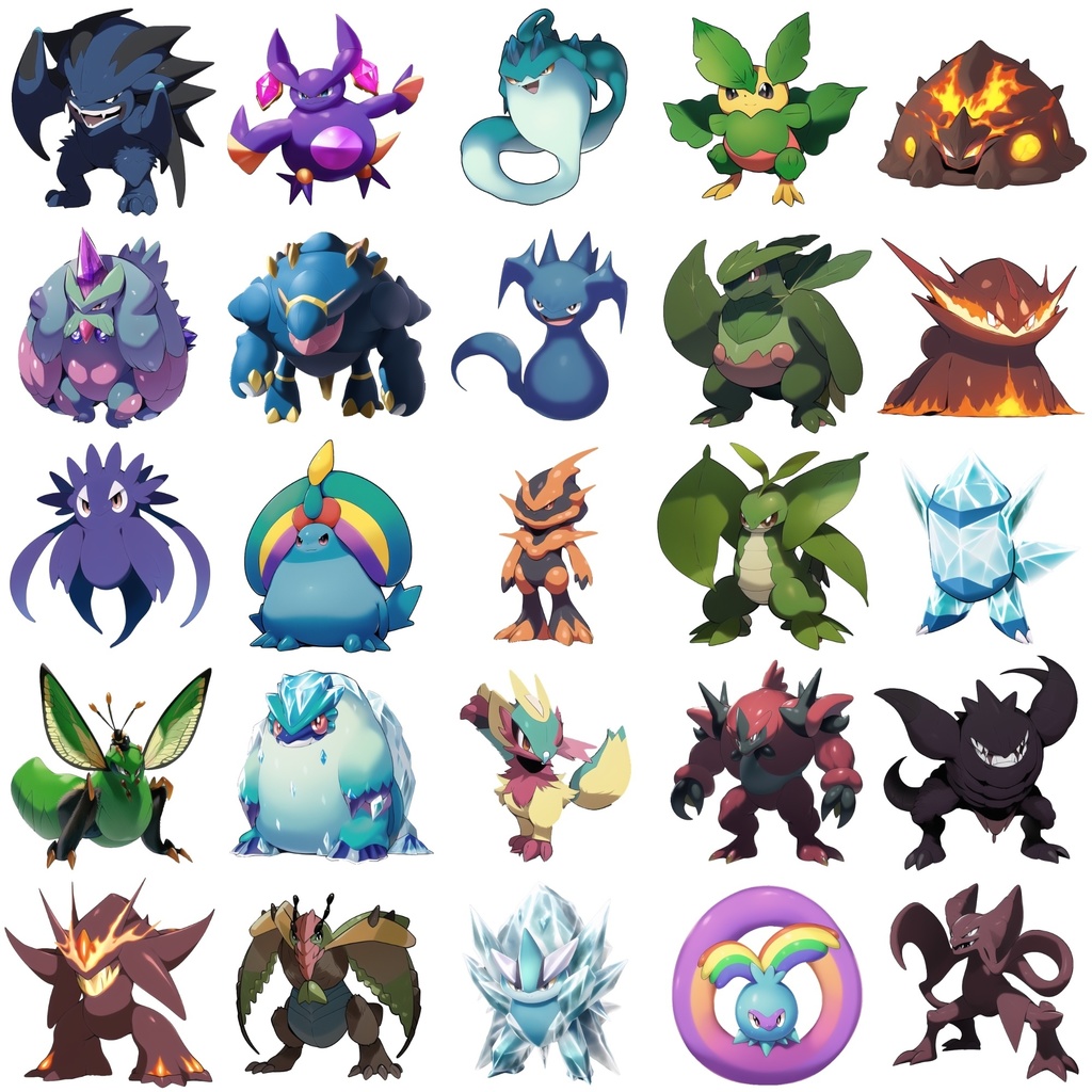 【アニメ調のモンスター立ち絵2】著作権フリーの高解像度画像(100枚)