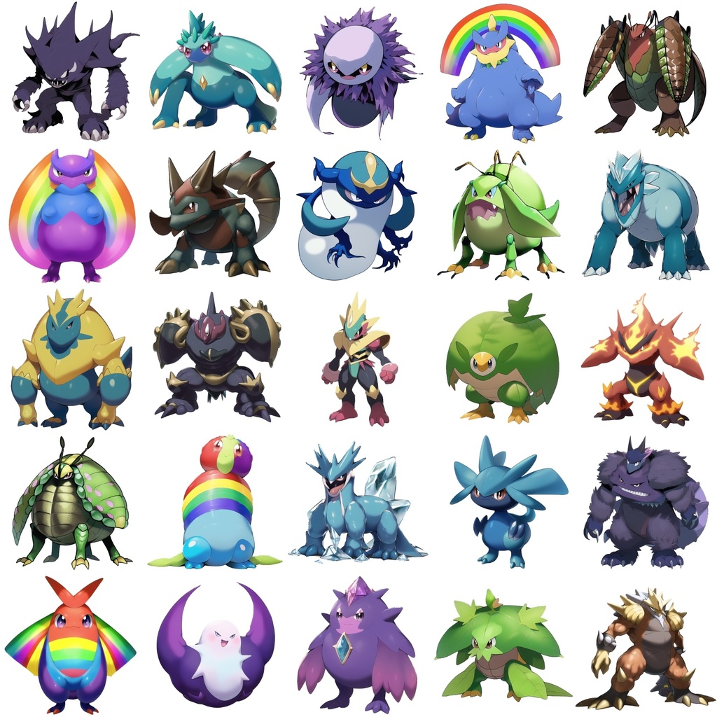 【アニメ調のモンスター立ち絵2】著作権フリーの高解像度画像(100枚)