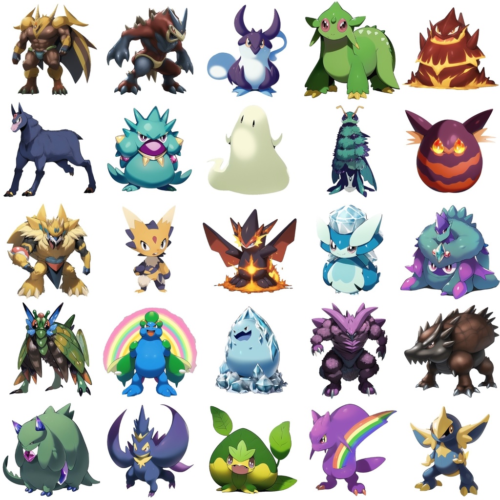 【アニメ調のモンスター立ち絵2】著作権フリーの高解像度画像(100枚)