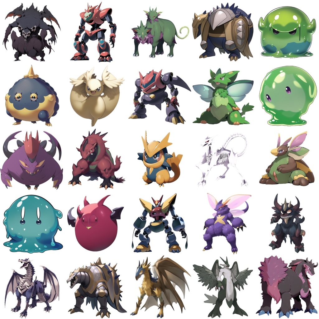 【アニメ調のモンスター立ち絵3】著作権フリーの高解像度画像(100枚)