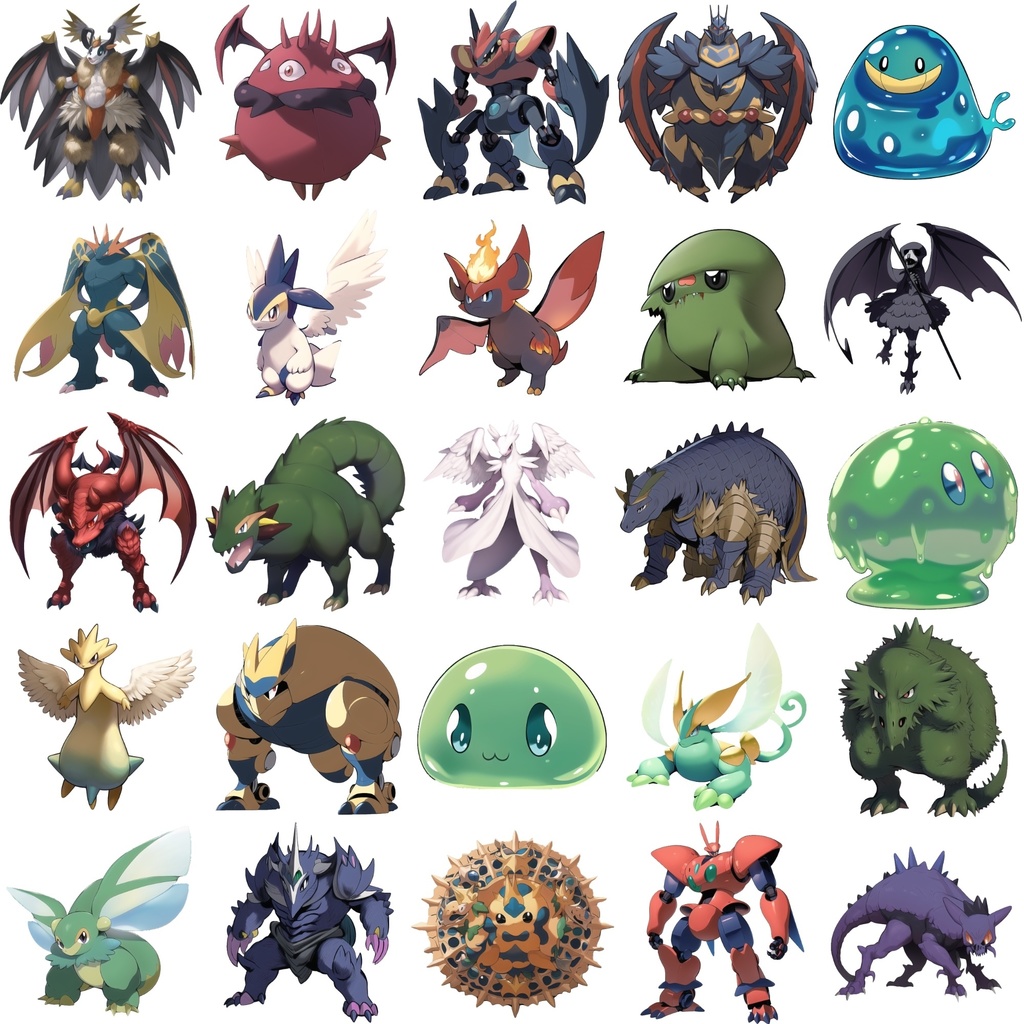 【アニメ調のモンスター立ち絵3】著作権フリーの高解像度画像(100枚)