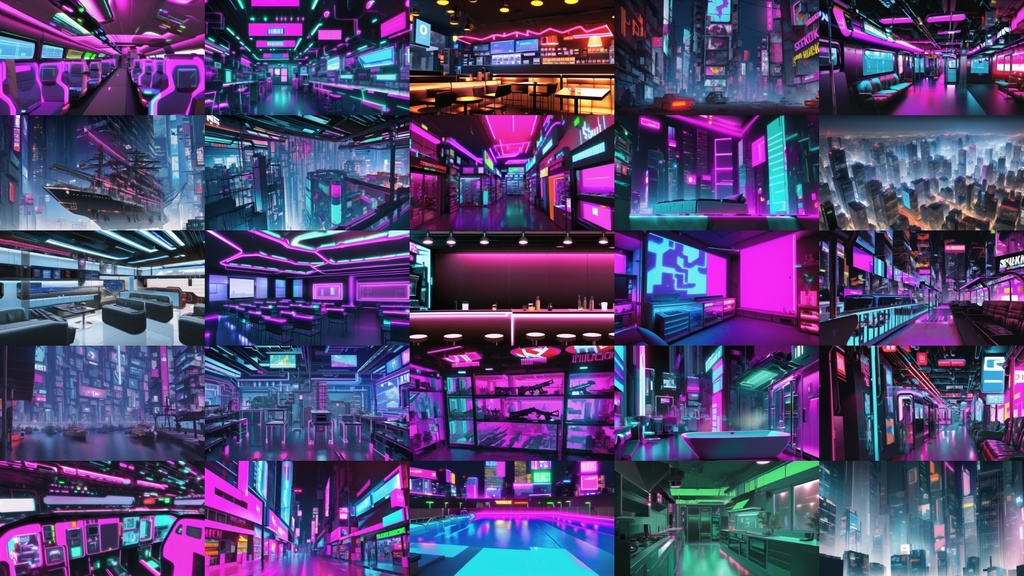 【アニメ調のサイバーパンク背景】著作権フリーの高解像度画像(100枚)