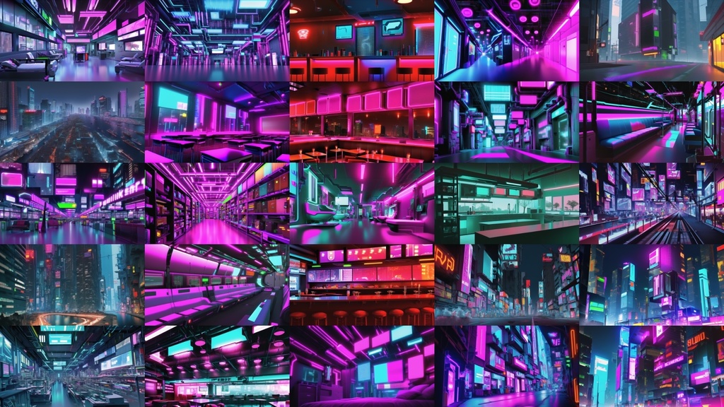 【アニメ調のサイバーパンク背景】著作権フリーの高解像度画像(100枚)