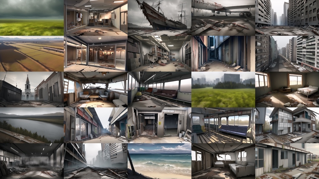 【アニメ調の廃墟系背景】著作権フリーの高解像度画像(100枚)