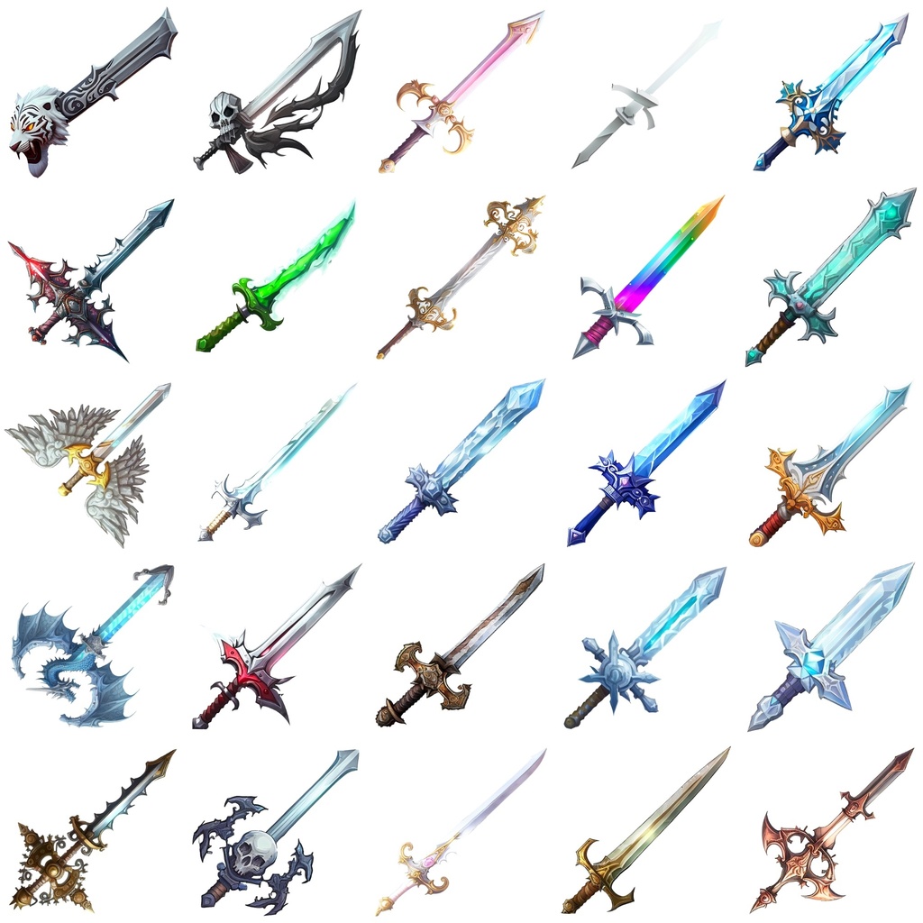 【剣のアイコンセット】著作権フリーの高解像度画像(100枚)