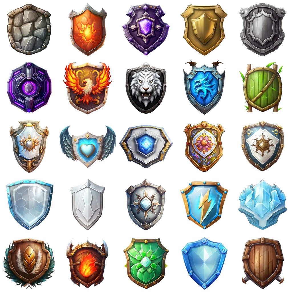 【盾のアイコンセット】著作権フリーの高解像度画像(100枚)