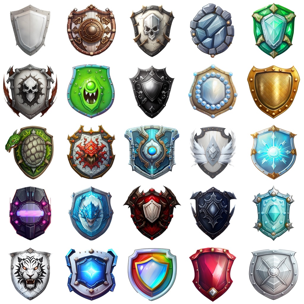 【盾のアイコンセット】著作権フリーの高解像度画像(100枚)