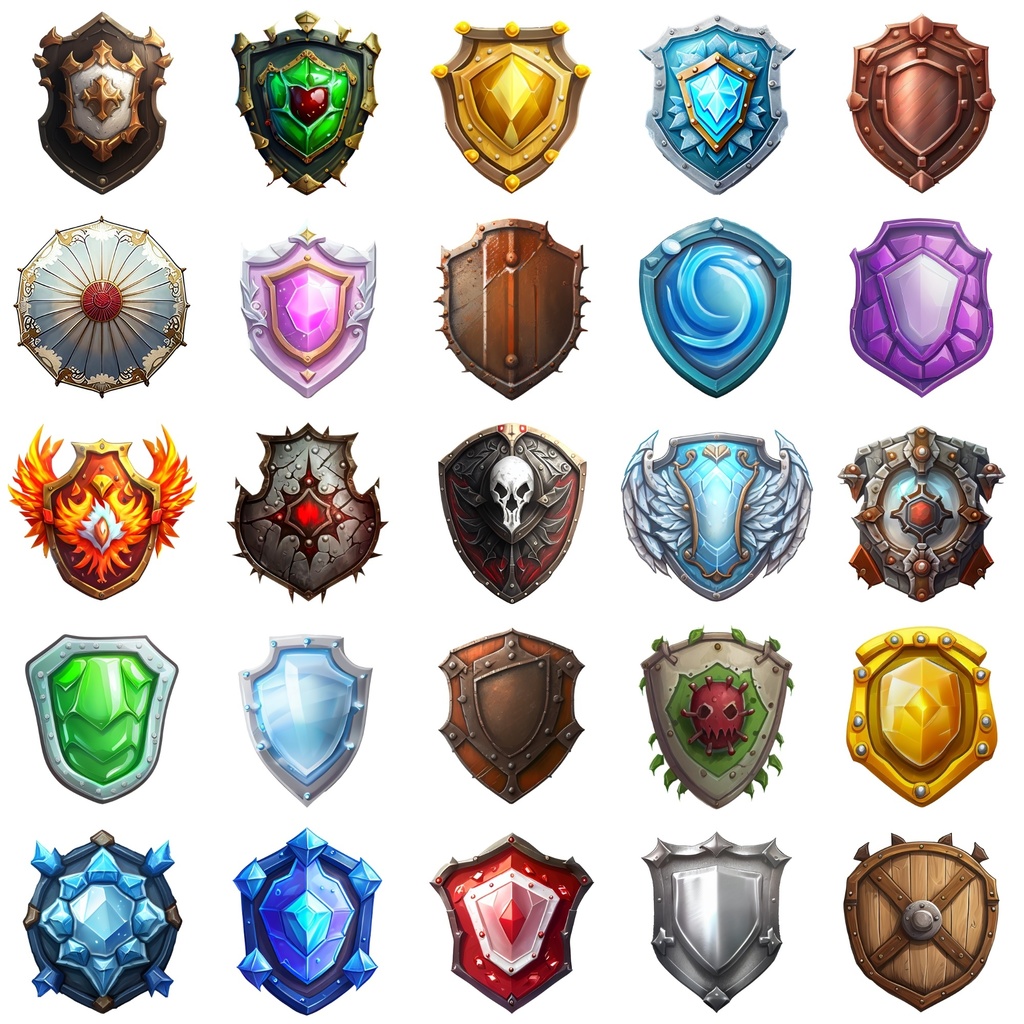 【盾のアイコンセット】著作権フリーの高解像度画像(100枚)