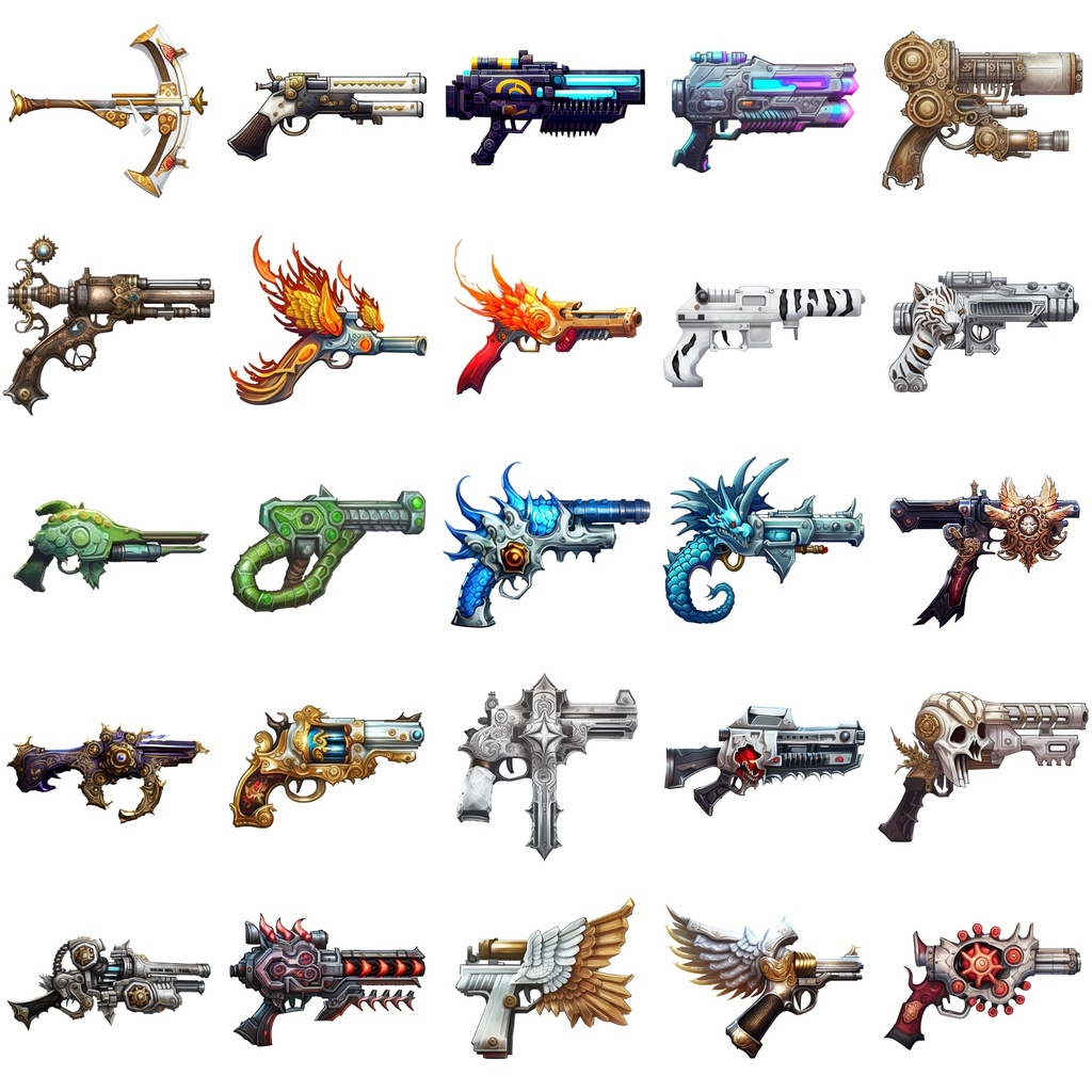 【銃のアイコンセット】著作権フリーの高解像度画像(100枚)