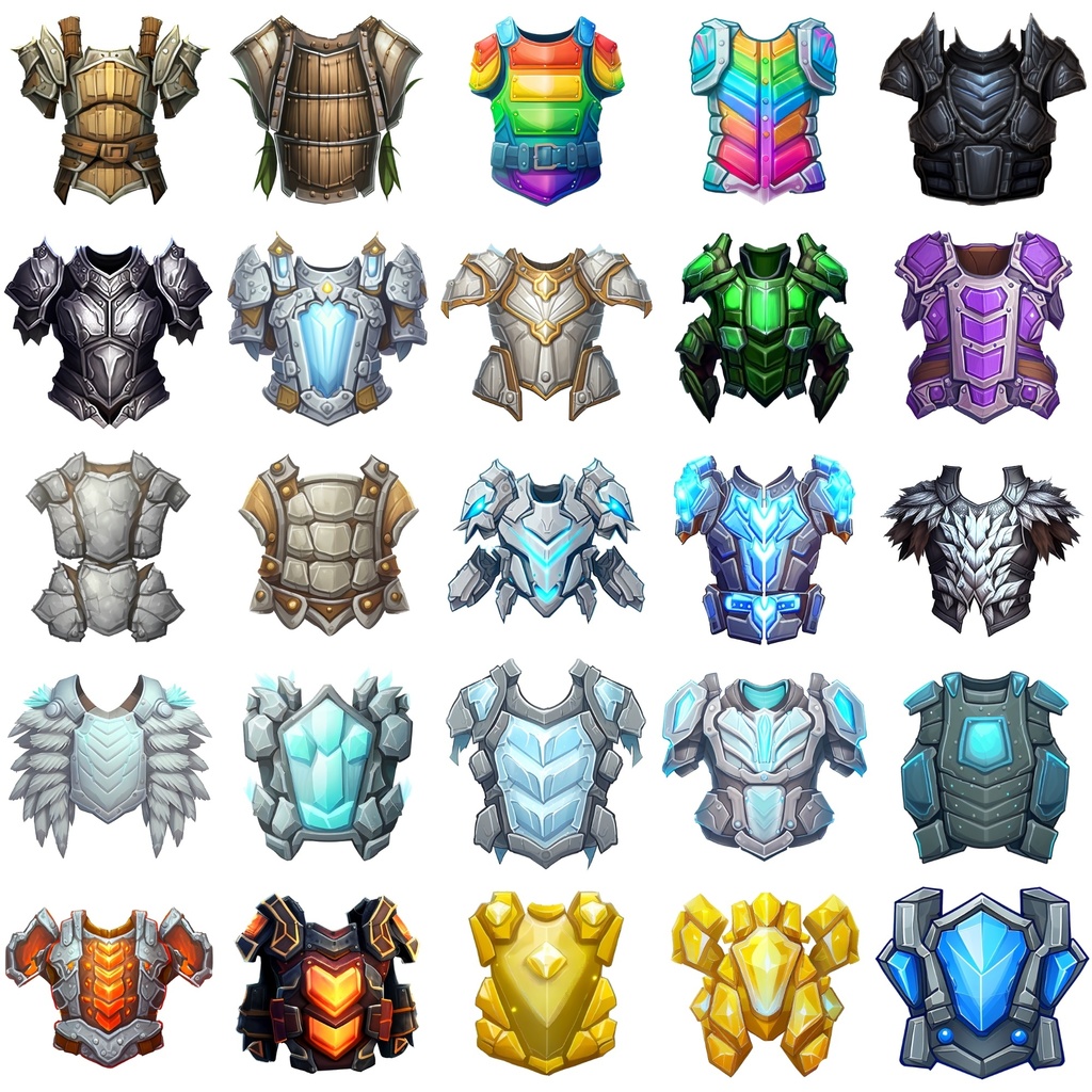 【鎧のアイコンセット】著作権フリーの高解像度画像(100枚)