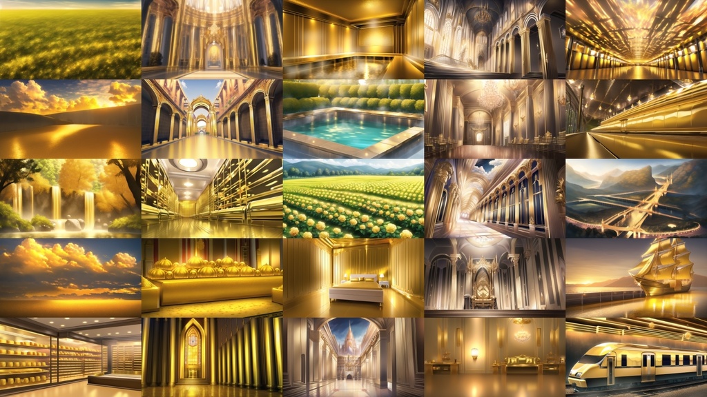 【アニメ調の黄金郷系背景】著作権フリーの高解像度画像(100枚)