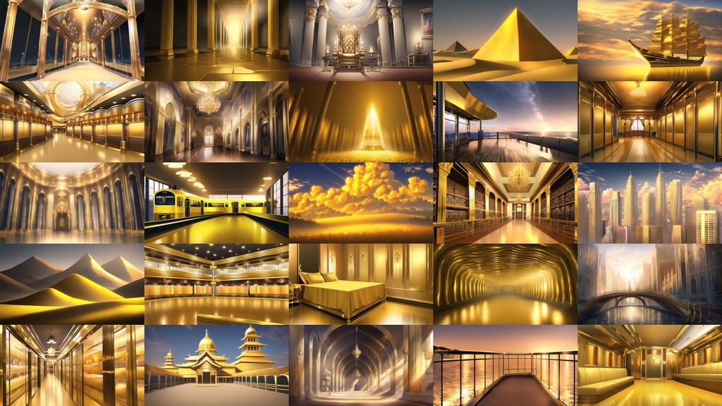 【アニメ調の黄金郷系背景】著作権フリーの高解像度画像(100枚)