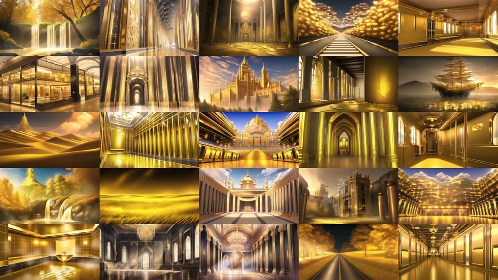 【アニメ調の黄金郷系背景】著作権フリーの高解像度画像(100枚)