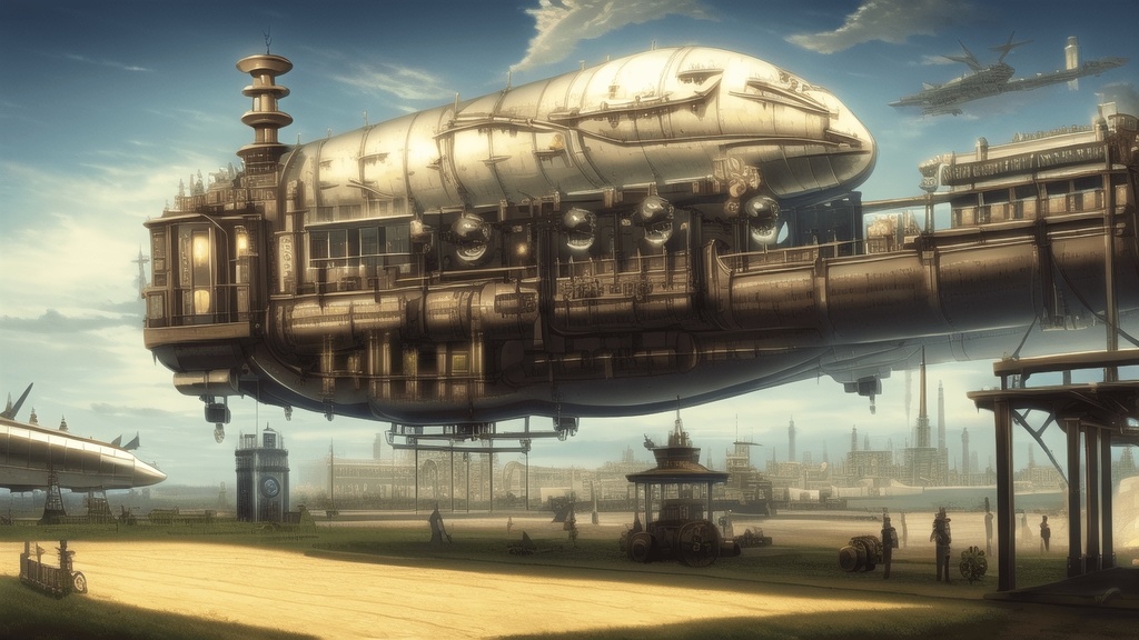 【アニメ調のスチームパンク背景】著作権フリーの高解像度画像(100枚)