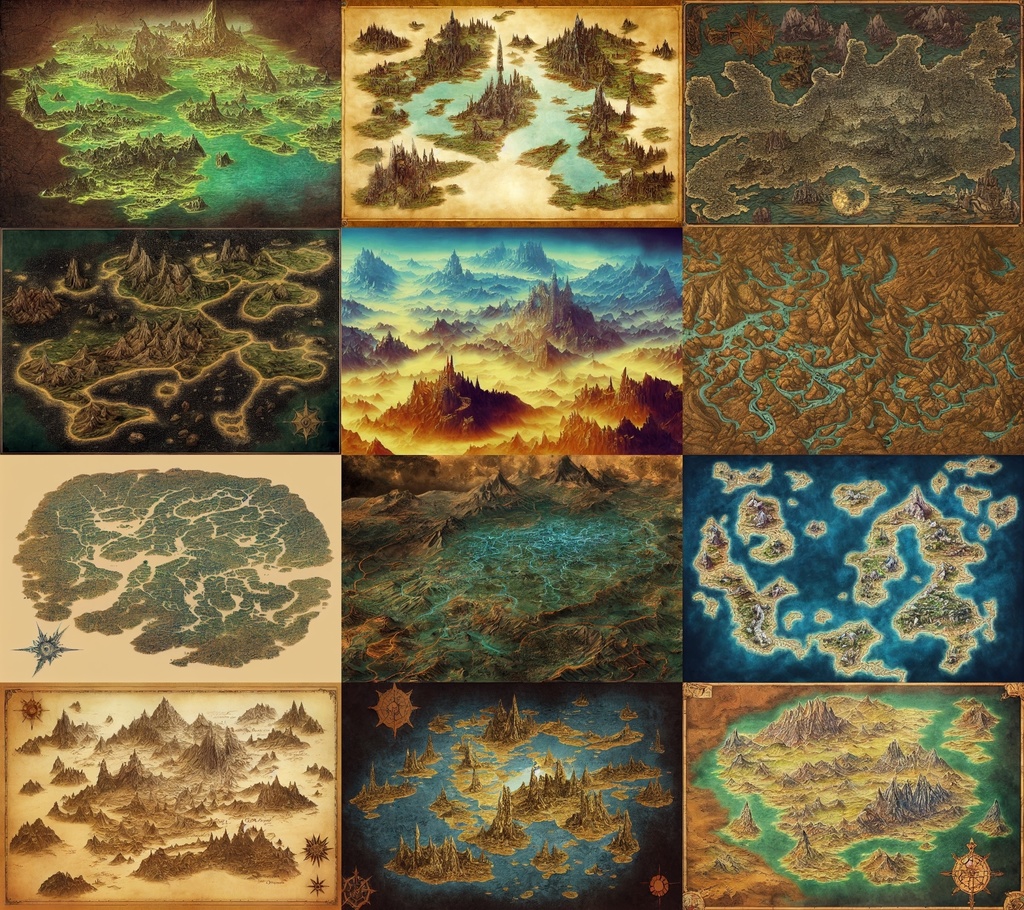 【ファンタジー系の地図やマップ】著作権フリーの高解像度画像(100枚)
