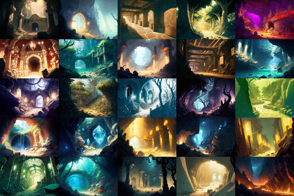 【美麗で幻想的なダンジョン背景】著作権フリーの高解像度画像(100枚)