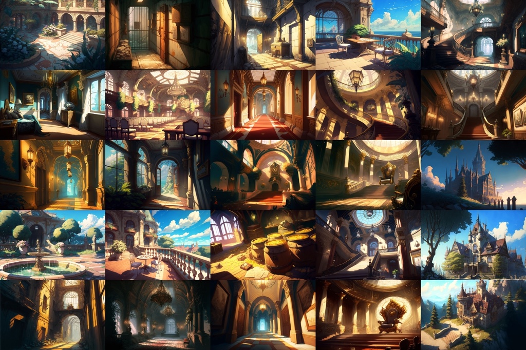 【美麗で幻想的な城や室内の背景】著作権フリーの高解像度画像(100枚)