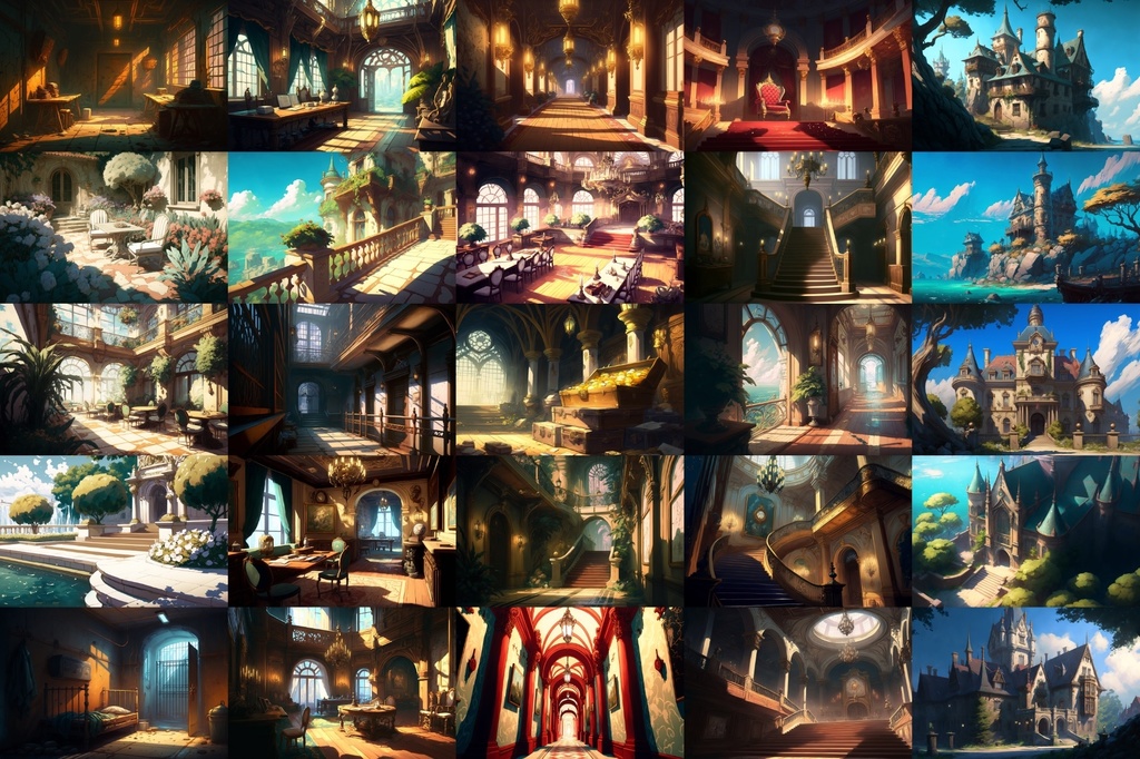 【美麗で幻想的な城や室内の背景】著作権フリーの高解像度画像(100枚)