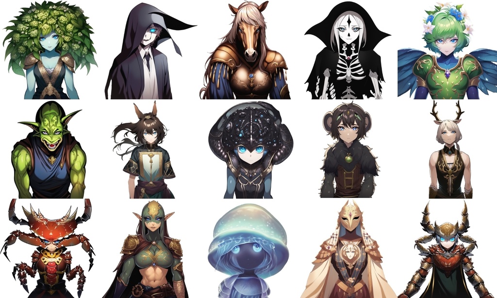 【亜人キャラクター立ち絵3】著作権フリーの高解像度画像素材(100枚)