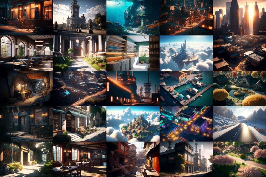 【超リアルな街や施設の背景】著作権フリーの高解像度画像(100枚)