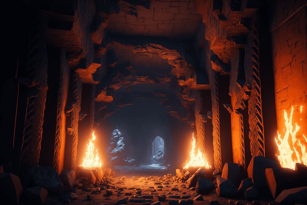 【超リアルなダンジョン背景】著作権フリーの高解像度画像(100枚)