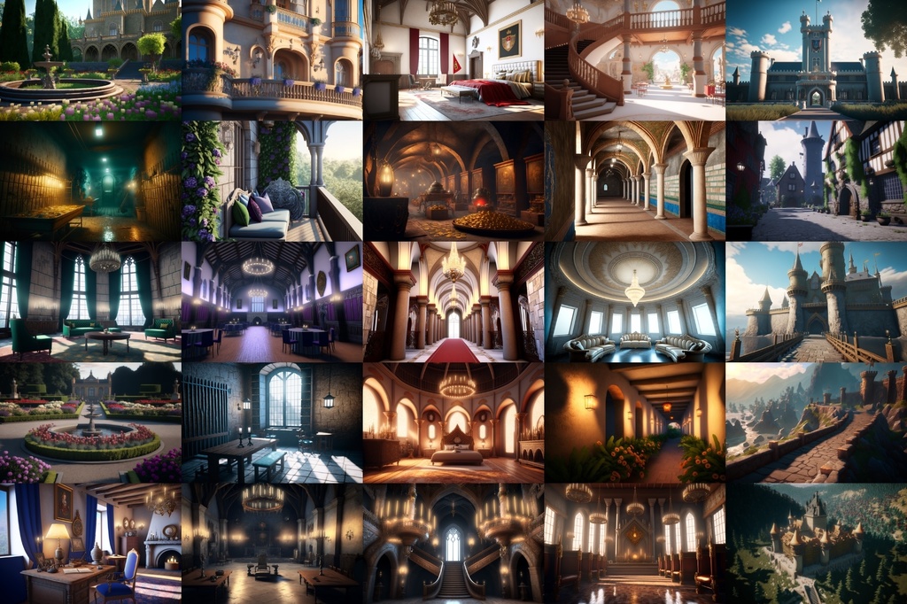 【超リアルな城や室内の背景】著作権フリーの高解像度画像(100枚)