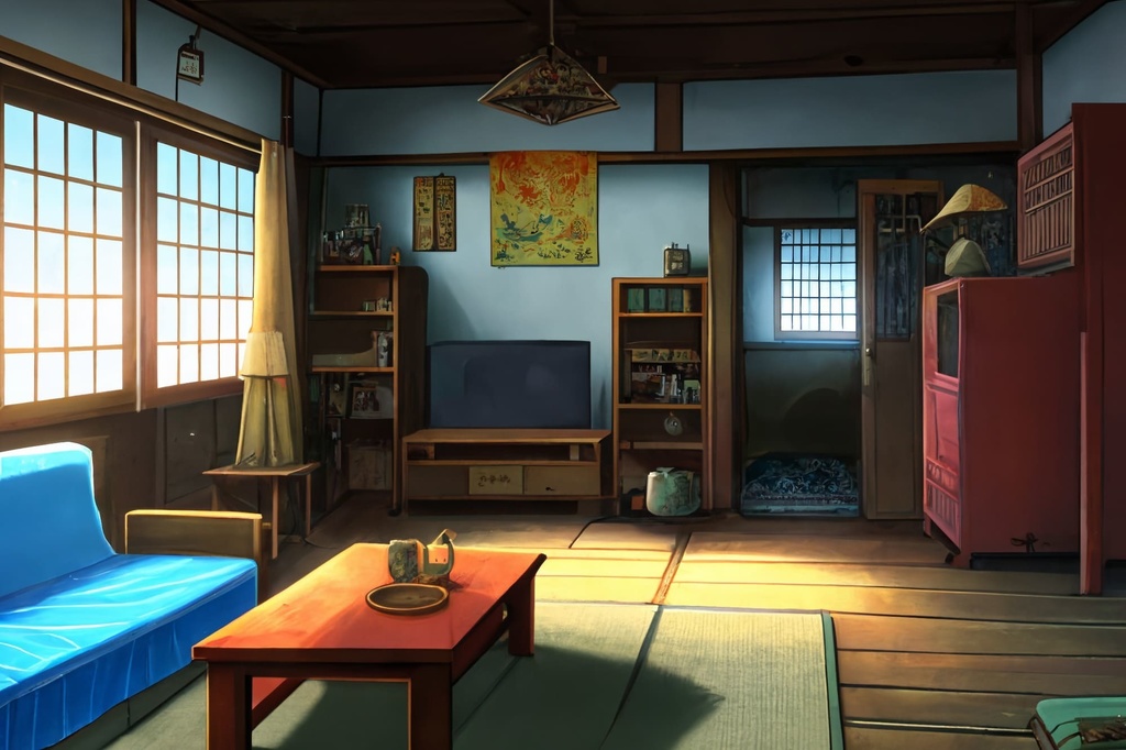 【アニメ映画風の家や室内の背景】著作権フリーの高解像度画像(100枚)