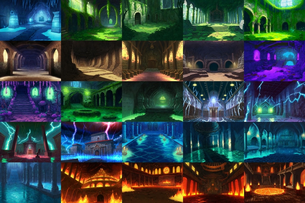 【アニメ映画風のダンジョン背景】著作権フリーの高解像度画像(100枚)