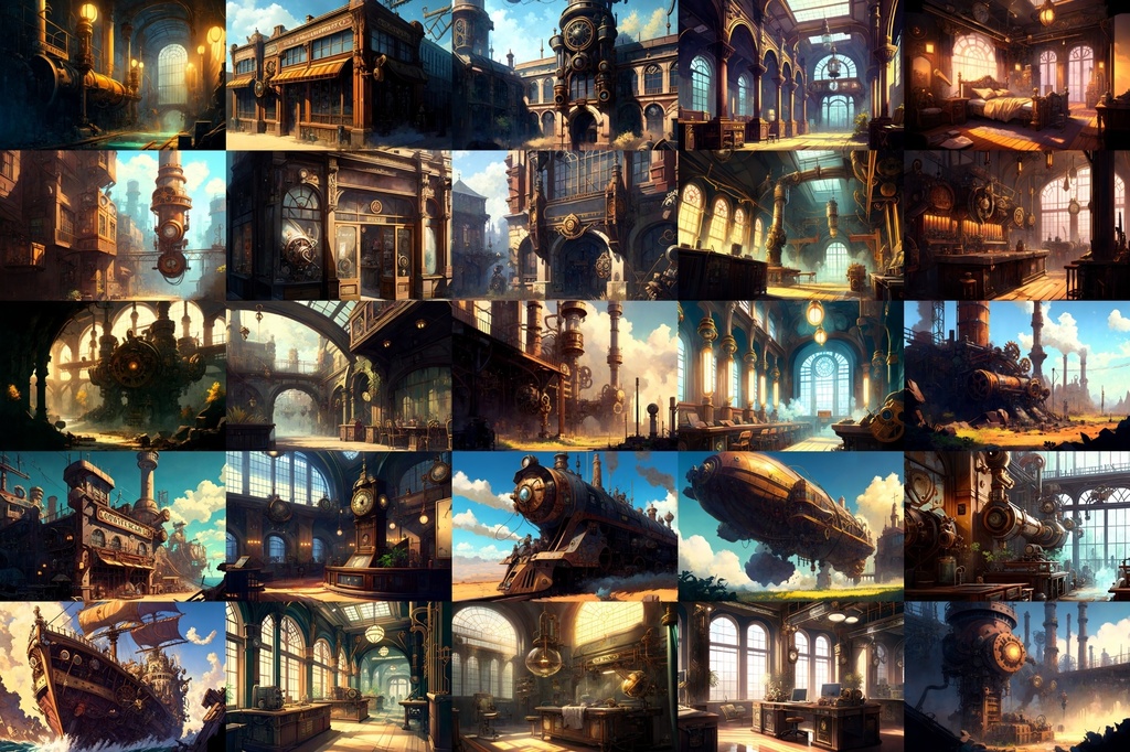 【美麗幻想的スチームパンク背景】著作権フリーの高解像度画像(100枚)