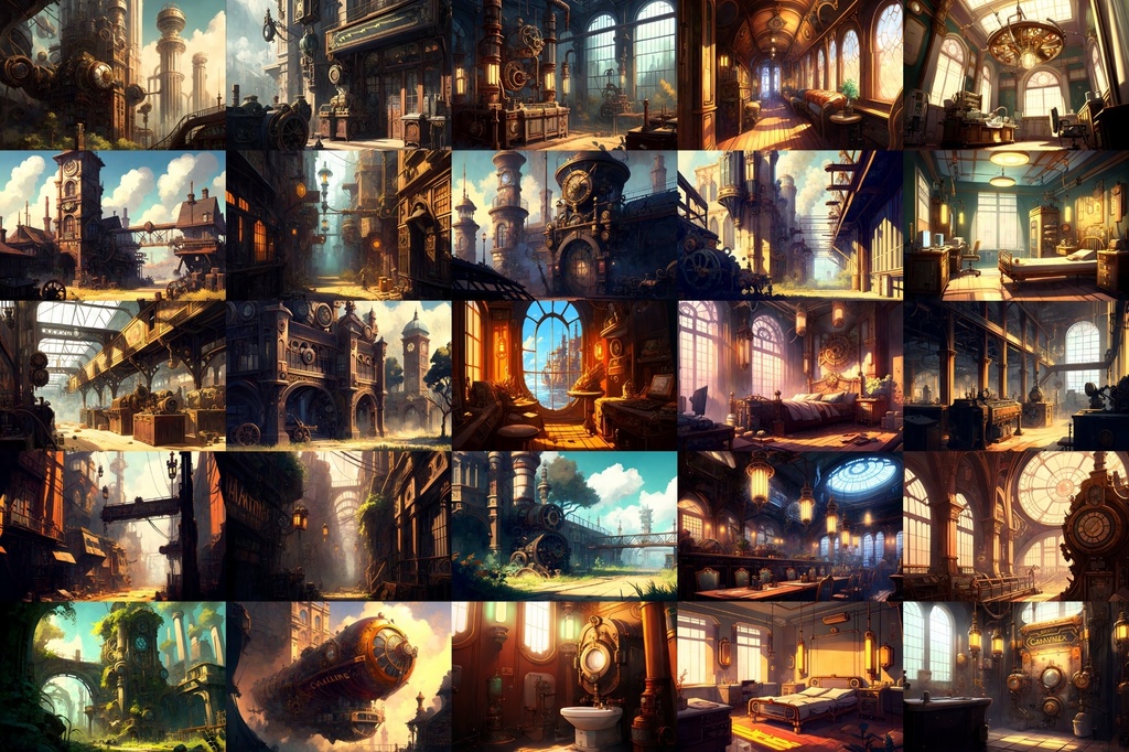 【美麗幻想的スチームパンク背景】著作権フリーの高解像度画像(100枚)