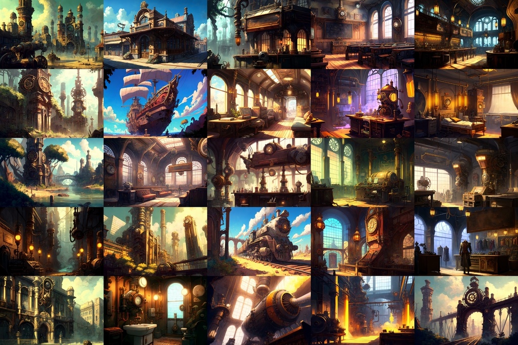 【美麗幻想的スチームパンク背景】著作権フリーの高解像度画像(100枚)