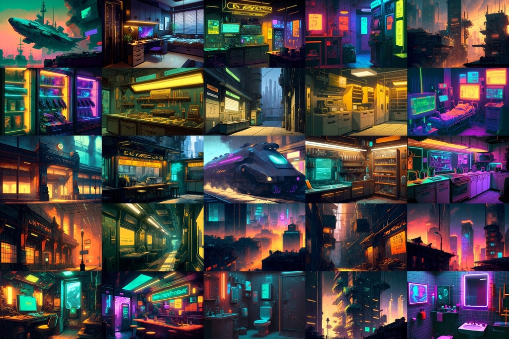 【美麗幻想的サイバーパンク背景】著作権フリーの高解像度画像(100枚)