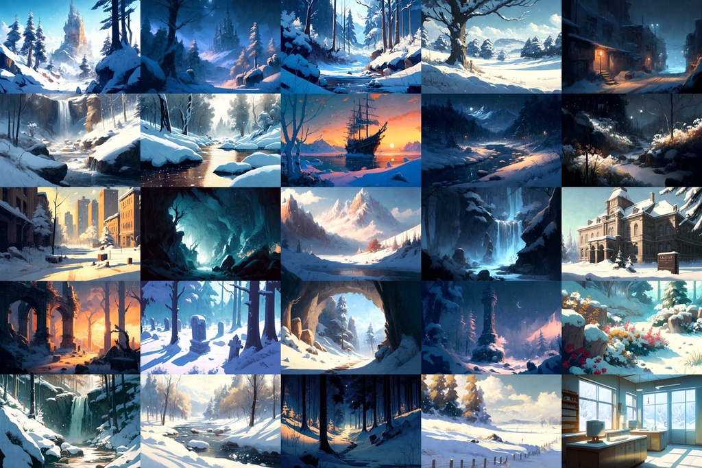 【美麗で幻想的な雪国系の背景】著作権フリーの高解像度画像(100枚)