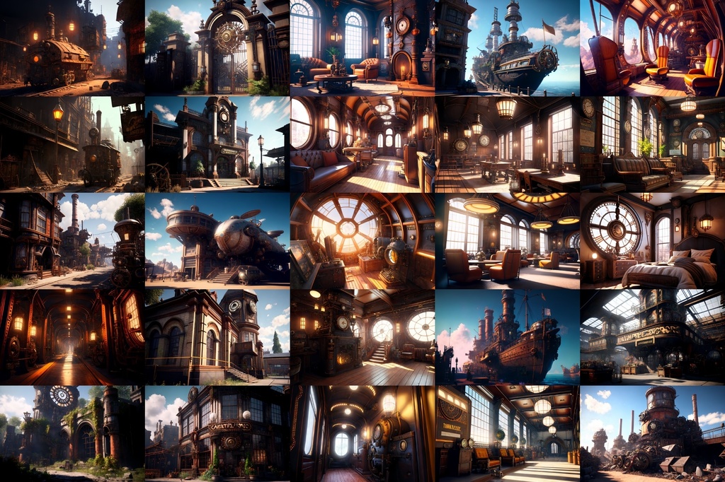 【超リアルなスチームパンク背景】著作権フリーの高解像度画像(100枚)