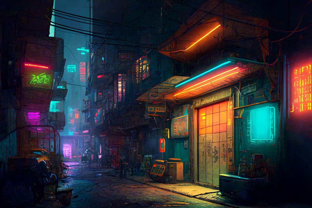 【超リアルなサイバーパンク背景】著作権フリーの高解像度画像(100枚)