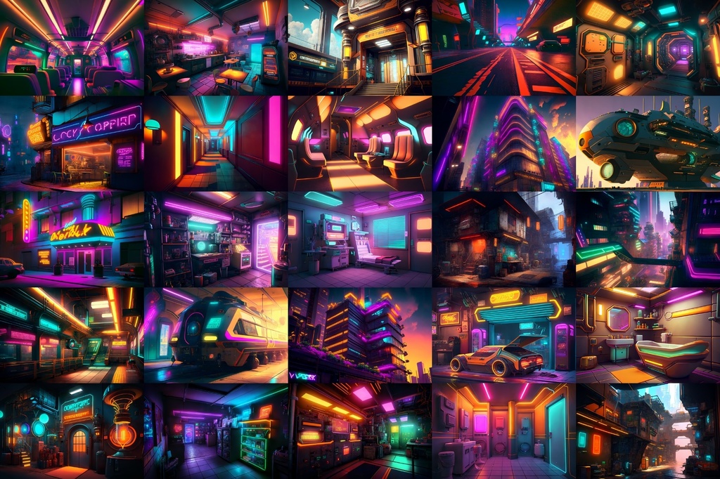 【超リアルなサイバーパンク背景】著作権フリーの高解像度画像(100枚)