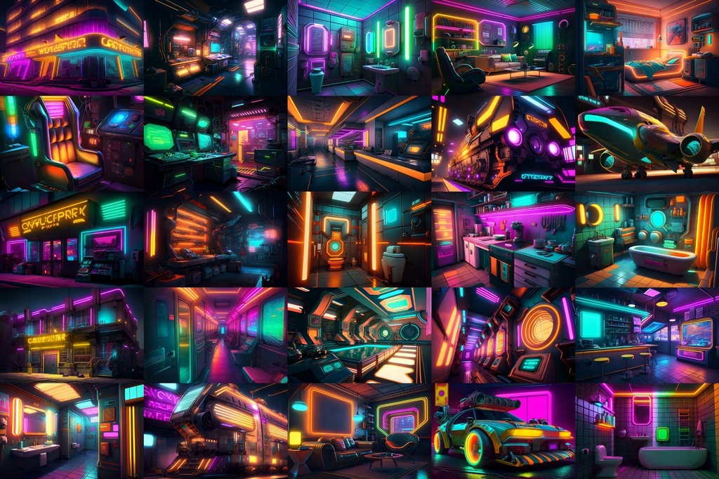 【超リアルなサイバーパンク背景】著作権フリーの高解像度画像(100枚)