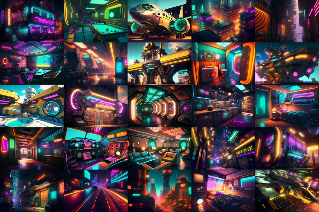 【超リアルなサイバーパンク背景】著作権フリーの高解像度画像(100枚)