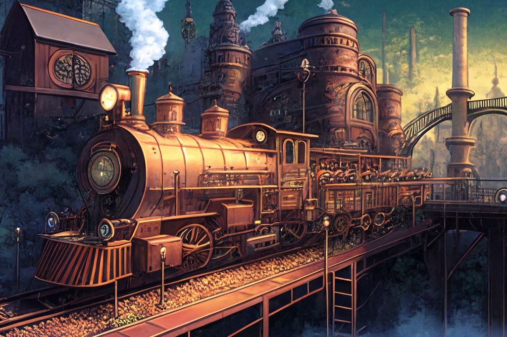 【アニメ映画スチームパンク背景】著作権フリーの高解像度画像(100枚)