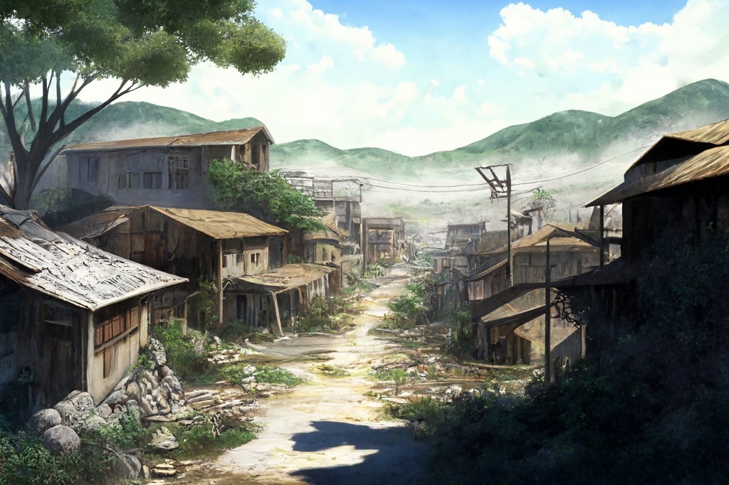 【アニメ映画風の廃墟系背景】著作権フリーの高解像度画像(100枚)