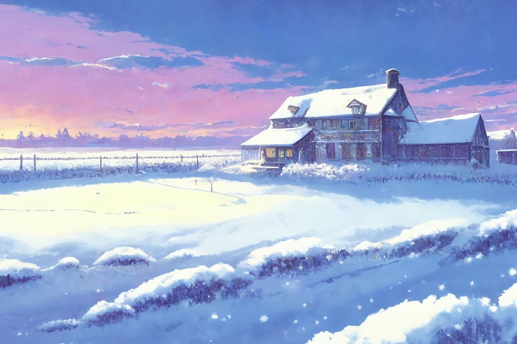 【アニメ映画風の雪国系の背景】著作権フリーの高解像度画像(100枚)