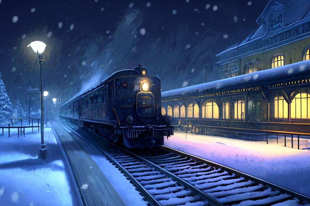 【アニメ映画風の雪国系の背景】著作権フリーの高解像度画像(100枚)