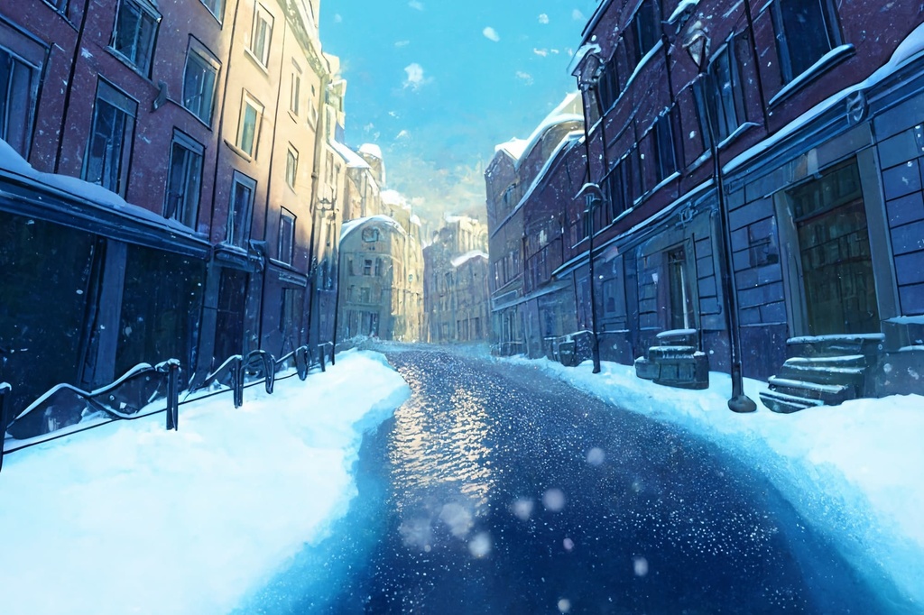 【アニメ映画風の雪国系の背景】著作権フリーの高解像度画像(100枚)