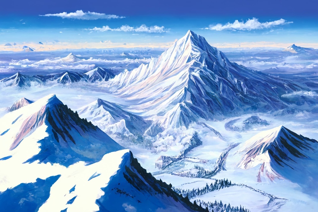 【アニメ映画風の雪国系の背景】著作権フリーの高解像度画像(100枚)